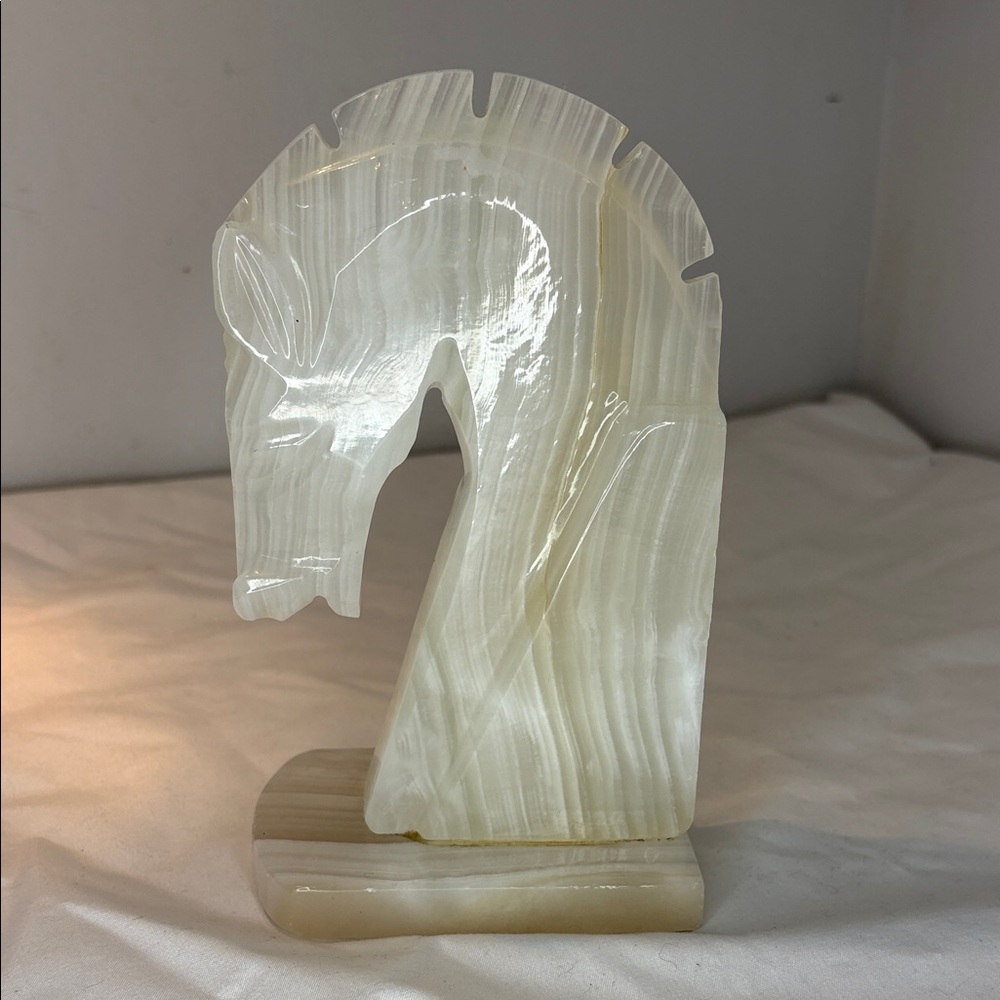 Vintage Onyx Horse Head Bookend/Carved Onyx/Office/Home Decor - Picture 3 of 5